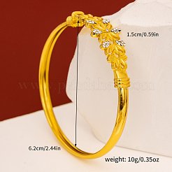 女性用亜鉛合金＆ラインストーンバングル  花  ゴールドカラー  内径：2.44インチ（6.2cm）&nbsp;FS-WG30B20-01