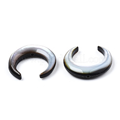 天然な黒リップシェルビーズ  三日月  19x20x4~4.5mm  穴：0.8mm  約6個/袋&nbsp;SSHEL-N034-122A-02