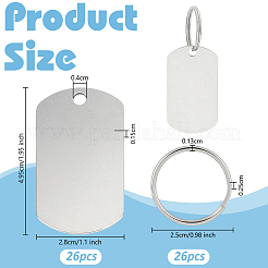 ステンレス製キーホルダーのDIYキット  オーバル  49.5x28x1.5mm  穴：4mm&nbsp;DIY-OC0014-11B