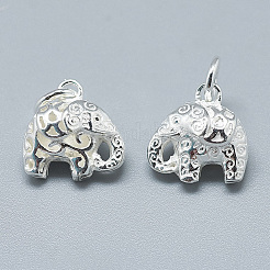 925スターリングシルバーチャーム  丸カン付き  象  銀  11x11x7mm  穴：4mm&nbsp;STER-T002-88S