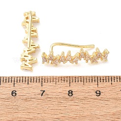 真鍮製パヴェキュービックジルコニアスタッドクローラーピアス  三角形  18KGP本金メッキ  カドミウムフリー＆鉛フリー  長持ちメッキ  ラックめっき  透明  24.5x7x8mm&nbsp;KK-CBAA351-06G