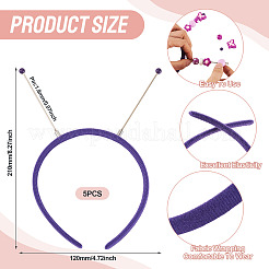 布製とプラスチック製のヘアバンド  女性の女の子のためのヘアアクセサリー  インディゴ  210x120x14mm  内径：105mm&nbsp;OHAR-TAC0020-01F