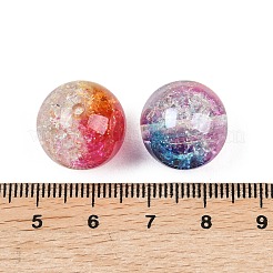 透明なクラックル樹脂ビーズ  ラウンド  グリッターパウダー付き  ツートン  ミックスカラー  16mm  穴：1.8mm&nbsp;RESI-C070-15