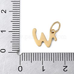 304ステンレススチールエナメルチャーム  丸カン付き  イオンプレーティング（ip）  ゴールドカラー  文字W  8.5x12x1mm  丸カン：6x0.8ミリ  4.5mm内径&nbsp;STAS-G353-01G-W