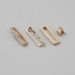 4個 4スタイル長方形亜鉛合金時計バンドチャーム 時計ループアクセサリー用  ラインストーン付き  ライトゴールド  3~7.5x8.5~24x6~7mm  穴：20.5x2.5~3mm  1個/スタイル&nbsp;FIND-WH0111-651B