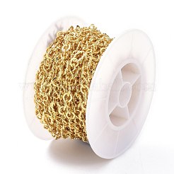 真鍮フィガロチェーン  スプールで  溶接されていない  ツイストリング  18KGP本金メッキ  5.5x0.5mm  9x7x1mmと9.5x4.5x1.5mm&nbsp;CHC-D028-11G