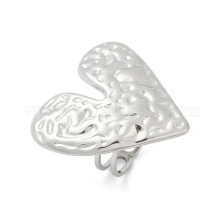 304ステンレススチールカフリング  ハート  ステンレス鋼色  31x33mm  内径：17mm&nbsp;RJEW-D306-16P