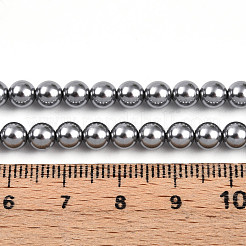 ベーキングペイントパール化ガラスパールビーズ連売り  ラウンド  濃いグレー  5mm  穴：0.6mm  約79~80個/連  15.94~16.14インチ（40.5~41cm）&nbsp;HY-N002-5mm-A01