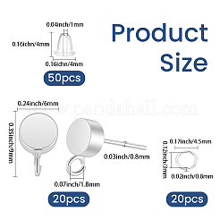 真鍮製スタッドピアスパーツ  丸カンとプラスチック製のイヤーナット付き  カン付き  925銀メッキ  9.5x6mm  穴：2mm  ピン：12x0.8mm&nbsp;KK-CN0003-42S