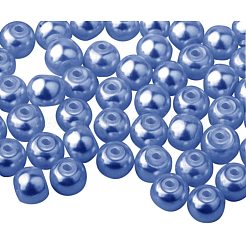 真珠光沢のある環境に優しい染色ガラスパールラウンドビーズ  ダークスレートブルー  4~4.5mm  穴：0.7~1.1mm  約1000個/箱&nbsp;HY-PH0002-12-B