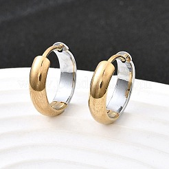304ステンレススチールフープピアス  ツートンリング  ゴールデン·ステンレス鋼色  16x4mm&nbsp;EJEW-Z123-01B-GP