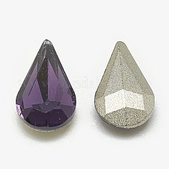 ポイントガラスラインストーンカボション  バックメッキ  多面カット  ティアドロップ  タンザナイト  8x5x3mm&nbsp;RGLA-T082-5x8mm-16