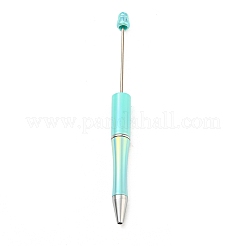 UVメッキプラスチックボールペン  ビーズペン  ジュエリービーズ付きDIYパーソナライズペン用  シアン  150x12mm&nbsp;AJEW-C038-03H