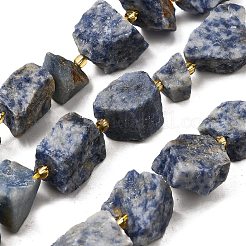 天然ブルースポットジャスパーの原石ビーズ  ナゲット  シードビーズで  14~28x15~25x10~27mm  穴：1.2~1.4mm  約9~10個/連  7.76''~8.07''（19.7~20.5センチメートル）&nbsp;G-Z087-B01