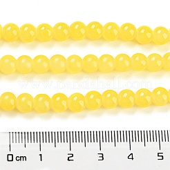 焼き絵用塗料、模造翡翠ガラス、丸ビーズの連  きいろ  6.5mm  穴：1.5mm  約135~140個/連  31.8インチ&nbsp;DGLA-Q021-6mm-24