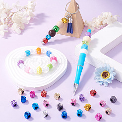 UVメッキ不透明アクリルヨーロピアンビーズ100個  大穴ビーズ  虹色の  ミックスカラー  花  8.5x8.5x8.5mm  穴：5mm&nbsp;PACR-TA0001-32A