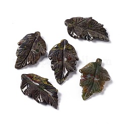 ナチュラルドラゴンの血のペンダント  葉のチャーム  41.5x25~26x5mm  穴：0.8mm&nbsp;G-I336-01-23