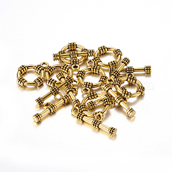 チベット風合金マンテル  鉛フリー＆カドミウムフリー  リング  アンティーク黄金  リング：19x15mm  バー：20x3mm  穴：2mm  2個/セット&nbsp;GLF0141Y