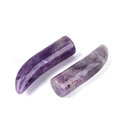 天然石アメジストペンダント  牛角のお守り  35~38x10~14x10~11mm  穴：1.2~1.5mm&nbsp;G-Q602-10A