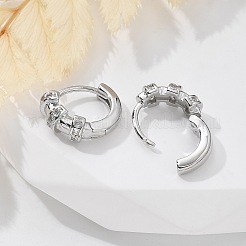 真鍮クリアキュービックジルコニアフープピアス  リング  プラチナ  12.5x4.5mm&nbsp;EJEW-Q014-25P