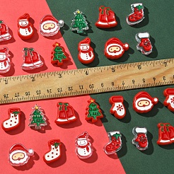 24個 12スタイル クリスマスデコレーションテーマ 不透明アクリルビーズ エナメル付き  ミックスカラー  23~25x16~25x8.5mm  穴：3.5mm  2個/スタイル&nbsp;FIND-FS0002-66