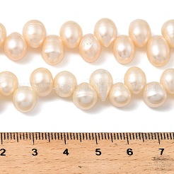 天然養殖淡水パールビーズ連売り  グレード5a++  ライス  トップ掘削  ナバホホワイト  8~9mm  穴：0.6mm  約66個/連  15.16''（38.5センチメートル）&nbsp;PEAR-I007-04E-02B