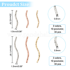 60個 6スタイルラックメッキ真鍮湾曲チューブビーズ  長持ちメッキ  ミックスカラー  20~30x1.5mm  穴：0.8~0.9mm  10個/スタイル&nbsp;KK-BC0009-14