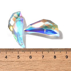 ガラスチャーム  オオカミの歯  ABカラー  多面カット  クリアAB  29x13.5x6mm  穴：1.6mm&nbsp;GLAA-I057-15A