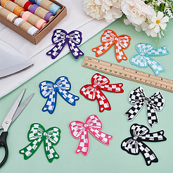 蝶結びポリエステル刺繍縫い付けアップリケ  ミシンクラフト装飾  ミックスカラー  71x73x1.5mm  9個/セット&nbsp;PATC-FG0002-58