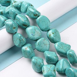 合成ターコイズビーズ連売り  染め  ターコイズ  19~22x14~16mm  穴  1mm  20個/連  15インチ  8~9連売り/ 1000g&nbsp;TURQ-G506-2