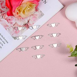 10個のステンレス鋼コネクタチャーム  3 ハートリンク  ステンレス鋼色  30x9.2mm  穴：1.5mm&nbsp;STAS-SZ0003-17C