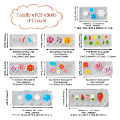 9 個 9 スタイル diy シェル/花/葉/羽の形のイヤリング飾りシリコーン金型  レジン型  UVレジン＆エポキシレジンのクラフト作り用  ホワイト  19~24x40~56x5.5~8mm  内径：3~14x2.5~10.5mm  1個/スタイル&nbsp;DIY-TA0004-28