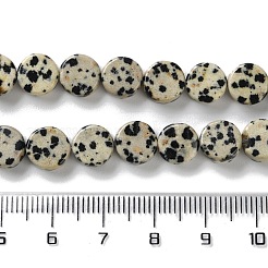 天然石ダルメシアンジャスパービーズ連売り  フラットラウンド  8x3.5mm  穴：0.7mm  約47個/連  15.16~15.24''（38.5~38.7センチメートル）&nbsp;G-B138-B02-01