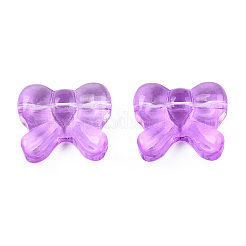 透明なスプレー塗装ガラスビーズ  蝶結び  蘭  14x16x6mm  穴：1mm&nbsp;LS-GLAA-N035-025-C01