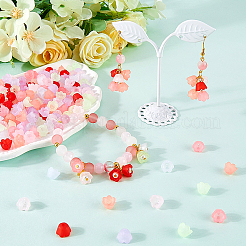 透明アクリルビーズキャップ 600 個  艶消し  花  ミックスカラー  9x9.5x6.5mm  穴：1.6mm&nbsp;FACR-SP0001-01