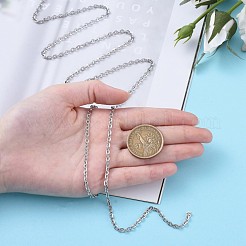 変色しにくい304ステンレススチールアズキチェーン  溶接されていない  フラットオーバル  ステンレス鋼色  4x3mm&nbsp;CHS-K002-02-3mm