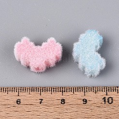 フロッキング不透明アクリルハートビーズ  ミックスカラー  13.5x20x2mm  穴：2.5mm&nbsp;OACR-T030-13M