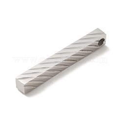 変色しない304ステンレススチールペンダント  長方形  ステンレス鋼色  40x5x5mm  穴：3mm&nbsp;STAS-D039-02B-P