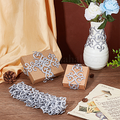 ポリエステルの花刺繍レーストリム  服飾材料  銀  3インチ（75mm）  約4.27ヤード（3.9m）/ pc&nbsp;OCOR-WH0079-89