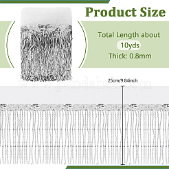 ポリエステルフリンジレーストリム  プラスチックのスパンコールのタッセル付き  衣料品用  銀  9-7/8インチ（250mm）&nbsp;DIY-WH0671-008C