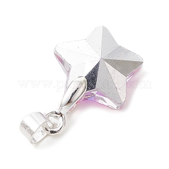 ミックスカラーのガラスペンダント  シルバーの鉄のループ付き  スターのチャーム  19x13.5x6mm  穴：4x4mm&nbsp;PALLOY-JF02423-02