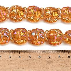 電気メッキガラスビーズ連売り  キツネ  半分メッキ  虹メッキ  ライトサーモン  18x18x13.5mm  穴：1.5mm  約40個/連  27.17''（69センチメートル）&nbsp;EGLA-H110-01HR-03