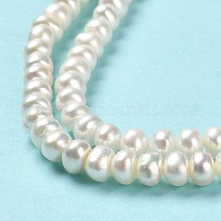 天然養殖淡水パールビーズ連売り  グレード2 A  ロンデル  ベージュ  5~5.5x4~4.5mm  穴：0.8mm  約80~88個/連  14.37~14.57インチ（36.5~37cm）&nbsp;PEAR-J007-26