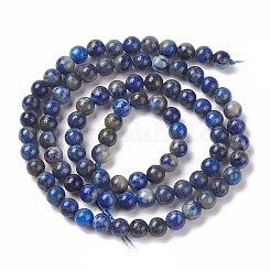 天然なラピスラズリラウンドビーズ連売り  4mm  穴：0.8mm  約89個/連  15インチ&nbsp;G-I181-09-4mm