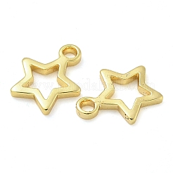 真鍮製チャーム  スター  18KGP本金メッキ  8x6.5x1mm  穴：1mm&nbsp;KK-C083-09G
