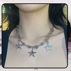 女性用合金スターネックレスセット 2個 2スタイル  プラチナ  16.73~17.95インチ（42.5~45.6cm）  1個/スタイル&nbsp;NJEW-SC0001-51