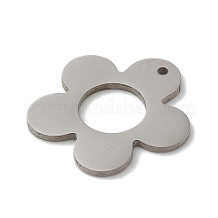 変色しない201ステンレススチールペンダント  レーザー切断  ステンレス鋼色  花のチャーム  15.5x15x1mm  穴：0.8mm&nbsp;STAS-E206-05P-03