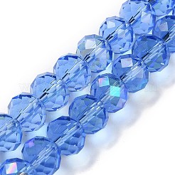 電気メッキ透明ガラスビーズ連売り  多面的  ラウンド  ミックスカラー  10x8mm  穴：1.2mm  約52~69個/連  13.39~21.65''（34~55センチメートル）&nbsp;GLAA-D022-01