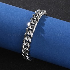 男性用 304 ステンレススチール キューバンリンクチェーンブレスレット  ステンレス鋼色  9-1/8インチ（23cm）&nbsp;BJEW-Z081-01P-04
