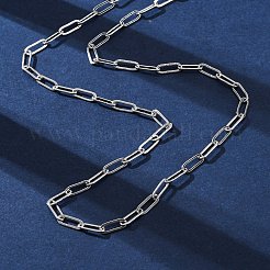 女性用真鍮ペーパークリップチェーンネックレス  304ステンレススチール製カニカン付き  ラックめっき  鉛フリー＆カドミウムフリー  長持ちメッキ  プラチナ  19.69インチ（50cm）&nbsp;NJEW-D302-69P